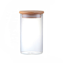 High borosilicate small glass jar with bamboo lid food storage jar  BJ-208A